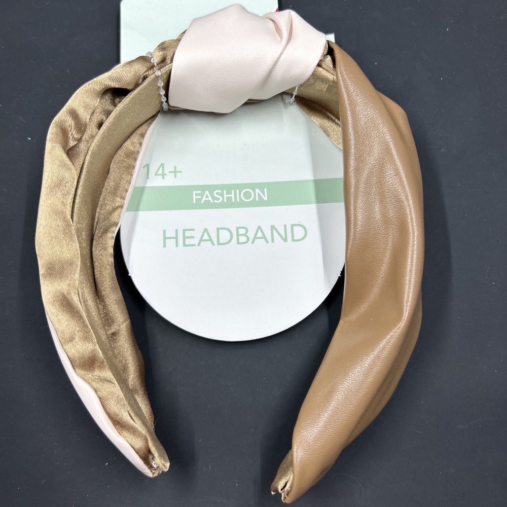Decorative Top Knot Fashion‎ Headband Brown & Pink